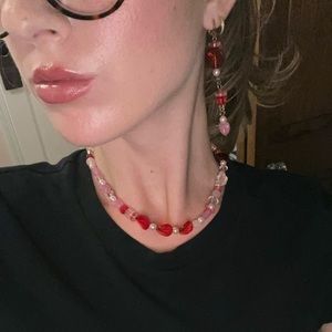 Pink beaded earrings